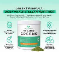 LOVE LIFE SUPPLEMENTS Organic Greens Superfood Powder, Prebiotics & Probiotics, Pea Protein & Actazin Kiwi Extract for Gut Health, High Dose Green Vegetables, Orange and Lime Flavour, 273g - 30 Servings
