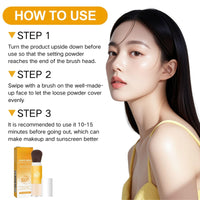 Cureluxe Mineral Powder Sunscreen Brush，SPF 50 Powder Sunscreen for Face，Over Makeup Sun Protection Brush，Lightweight Setting Powder for Face ，Non-Greasy Travel Size