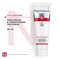 Pharmaceris N Vita-Capilaril, Moisturizing and Strengthening Face Cream SPF 20, Reduces Redness, Face Moisturiser for Couperose Skin, Vitamin PP - 50 ml