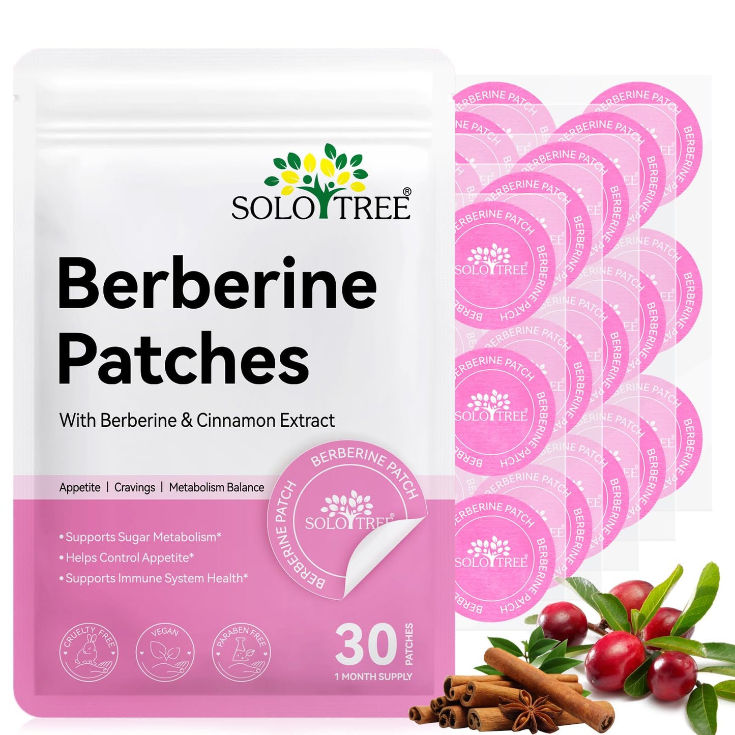 Premium Berberine Patch | 30 Patches | Natural Plant-Based Formula | Supports Metabolism & Energy Levels | Easy-to-Use, Discreet Patch
