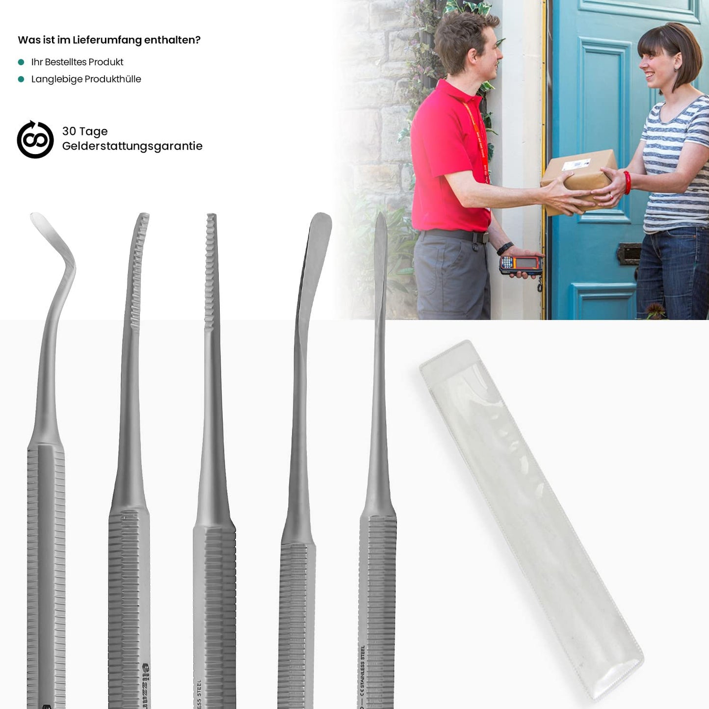 Ingrown Toenail File Set by Blizzard – 3 Piece Double-Ended Tool Kit with Blacks File, Nail Cleaner and Lifter for Cleaning and Care of Ingrown Toenails - Premium Stainless Steel