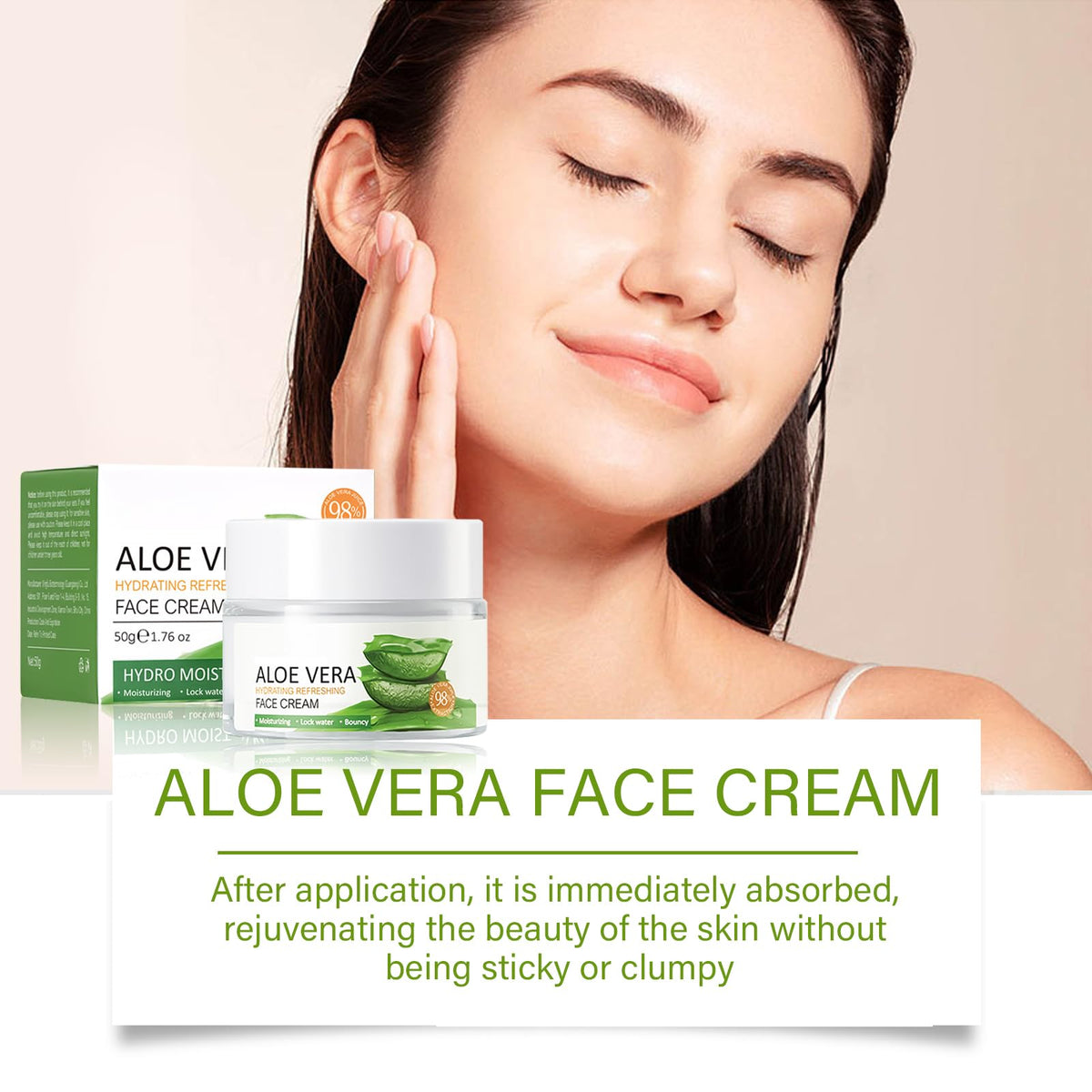 FresFresi Aloe Vera Face Cream - Hydrating & Nourishing Moisturizer for Women, 98% Pure Aloe Vera, Suitable for All Skin Types - Moisturize & Combat Wrinkles naturally