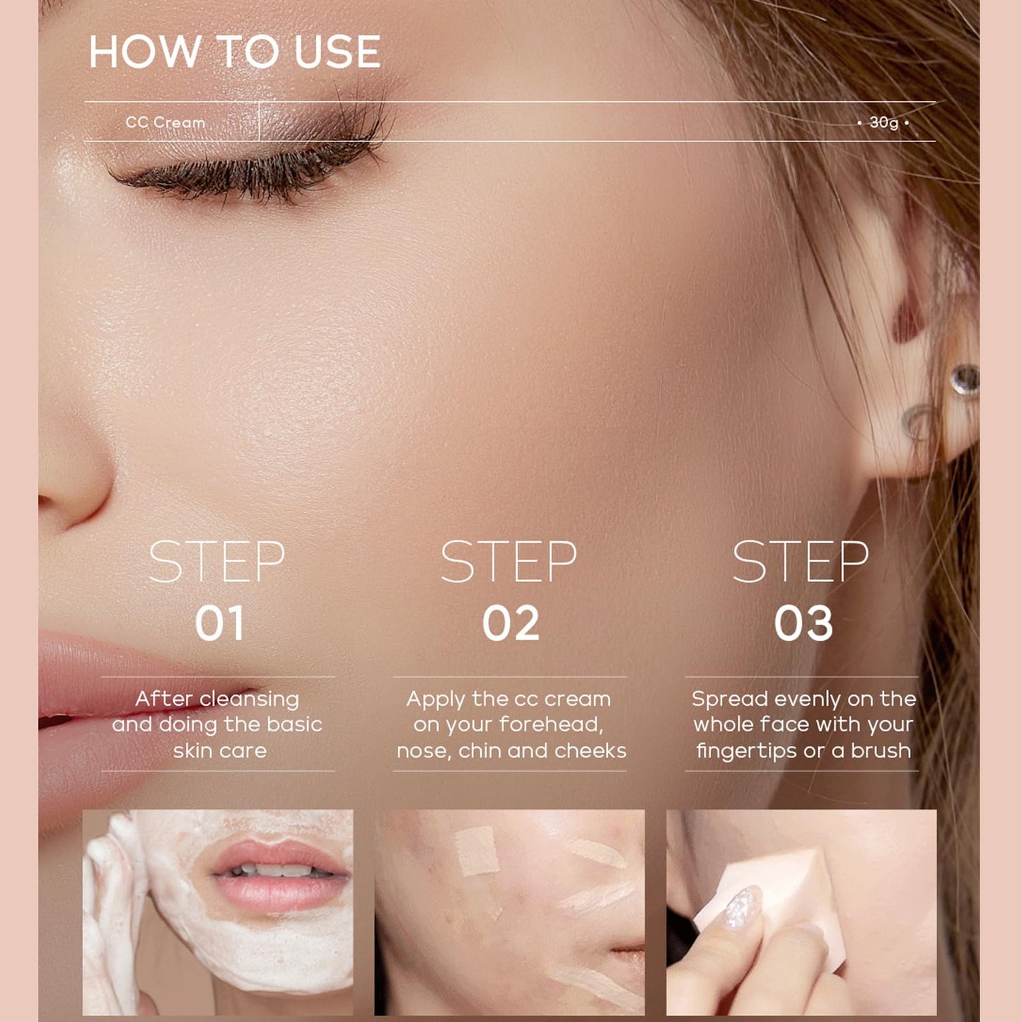 EONFAVE CC Cream with SPF 15 - CC Cream Foundation Colour Correcting Cream, Anti-Redness and Colour Correcting - Lightweight Hydrating Formula - Full Coverage Face Concealer Makeup CC Cream