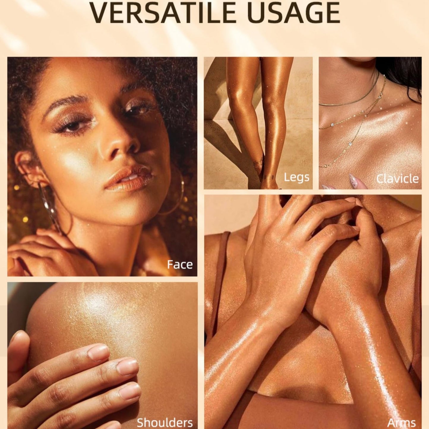 BigyQiu Body Shimmer Oil,Body Shimmer Lotion,Moisturizing Light Shimmer Glow Illuminator,Body Luminizer Liquid Highlighter,Non-Sticky Body Glow Shimmer Lotion for Face and Body(#03-Bronze Gold)