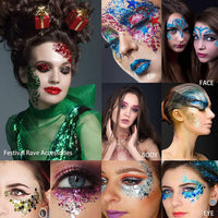 ZDHSOY Body Glitter - Face Glitter, Mermaid Face Glitter Gel, Singer Concerts Sequins Glitter Face Paint, Chunky Glitter for Eye Lip Hair, Sparkling Holographic Gel for Women (Blue)