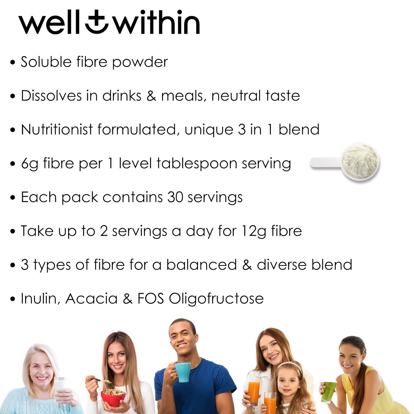 12g Soluble Fibre Supplement, 3in1 Fibre Powder, Well Within