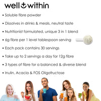 12g Soluble Fibre Supplement, 3in1 Fibre Powder, Well Within