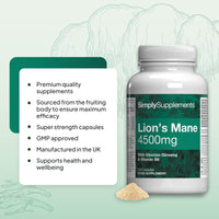 Lions Mane Capsules with Added Siberian Ginseng and Vitamin B6 | 120 Capsules | Vegetarian & Vegan Friendly