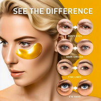 24K Gold Eye Mask, Collagen Eye Patches, Under Eye Gel Patches, Eye Masks for Puffy Eyes Dark Circles Bags Wrinkles Remover for Adults Women Men, Hydrating, Golden Pads 60PCS