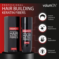 Volumon Professional Hair Building Fibres- Hair Loss Concealer- KERATIN- BLACK 28g- Get Upto 30 Uses