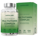 AAVALABS Multivitamin Complex with 25 Vitamins and Minerals + Ashwagandha and Rhodiola Rosea - Multivitamin Tablets for Women and Men - with Vitamin C & Vitamin D - Multivitamins and Minerals - 120 Capsules