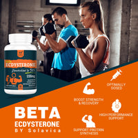 Solavica Beta Ecdysterone Supplement 1200mg -98% Maximum Purity Ecdysterone for Lean Muscle Building & Strength Gains, Promotes Endurance & Muscle Growth (60 Capsules)-1 Month Supply