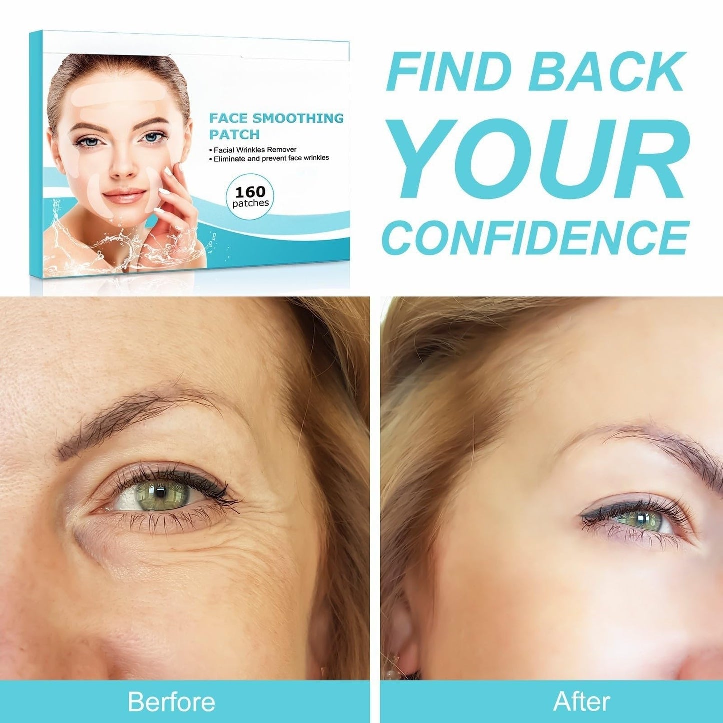 160PCS Anti Wrinkle Patches,Forehead Wrinkle Patches,Wh/ole Face Wrinkle Smoothing Patches,Facial Patches to Reduce Wrinkles for Women,Face & Forehead Wrinkle Patches,Wrinkles Facial Patches