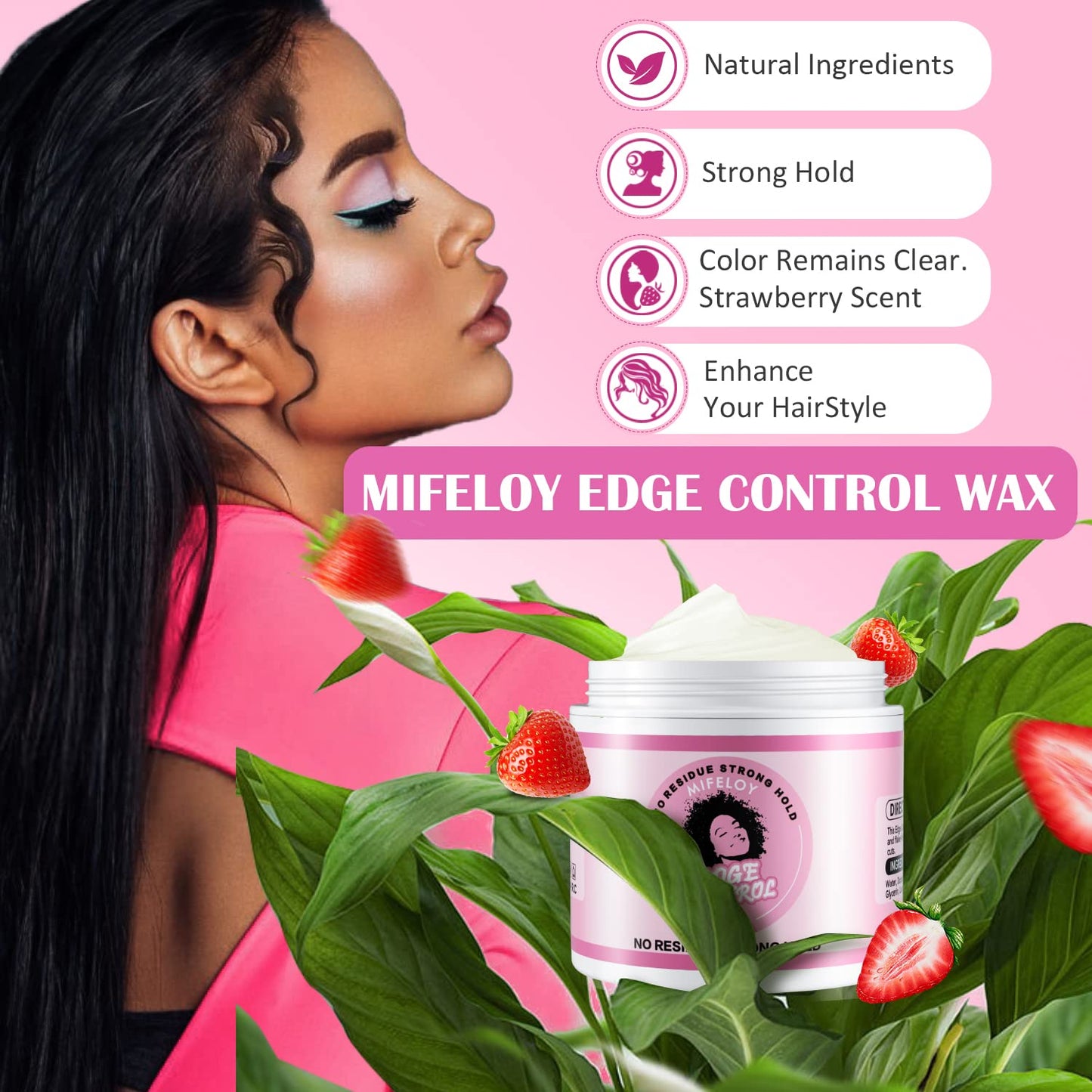 Hair Edge Control Wax 113g, Hair Pomade Tamer for Women Smoothing Flyaways Taming Frizz Hair, Non-greasy Styling Cream Gel, Strong Hold Non-greasy Slick Back Hair Glue, Bed Head Waxes for Wig