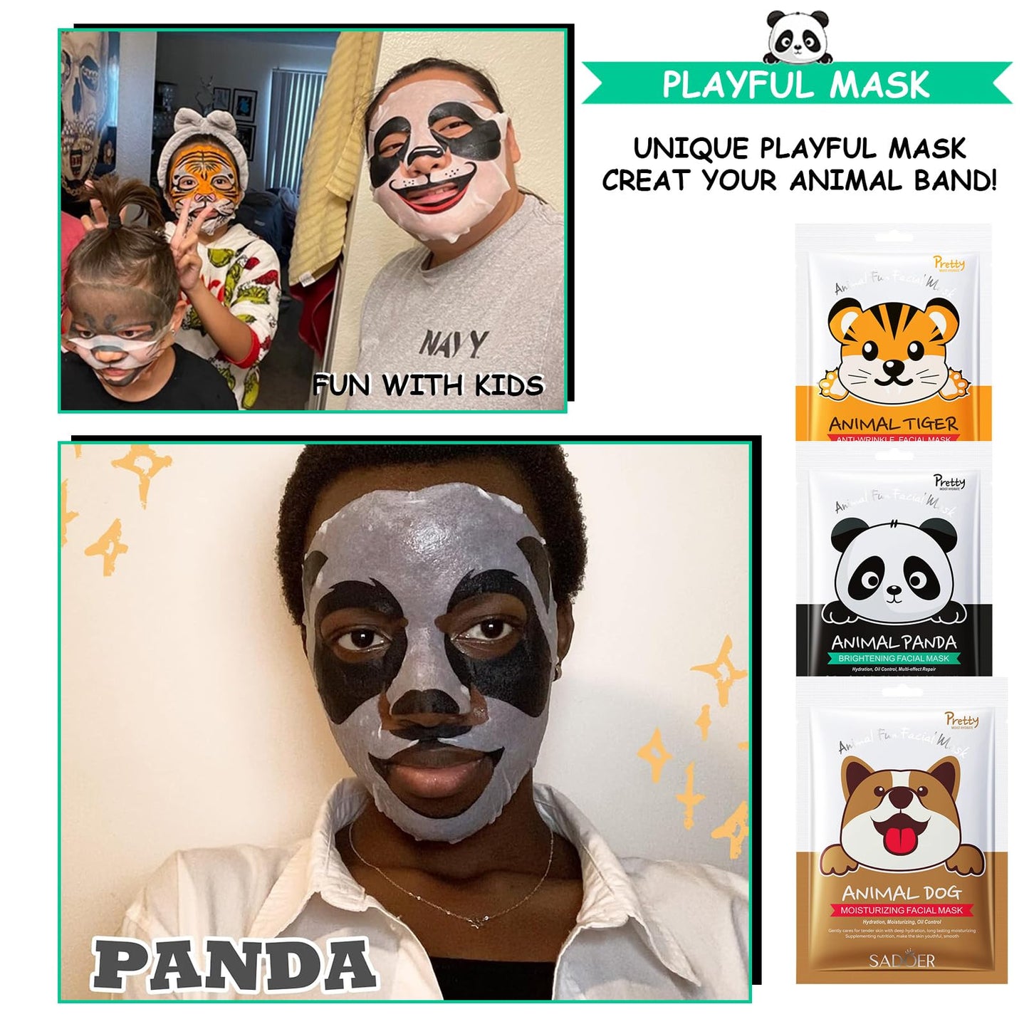 KAYZON Sheet Masks, Face Masks Skincare,3Pcs Face Masks Set, Beauty Facial Mask Kids Face Masks Birthday Party Gifts for Women, Kids Girls Skincare - Hydrate, Brighten, Moisturize, Soothe for All Skin Types