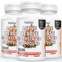 P!nkTribe Active Hexose Correlated Compound 500mg - Supports Immune Health, Liver Function & T-Cell/Natural Killer Cell Activity - 180 Veggie Capsules (Pack of 3)