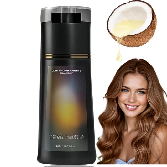 Ruojiar Po/lar Hair Dye Shampoo,3 in 1 Hair Color Shampoo,Instant Color Sham/poo,Colour Sham/poo for Gray H/air,Herbal Ingredients,Semi Permanent Ha/ir Dye,Gentle Maintenance Solution,Long-Lasting,Light Brown