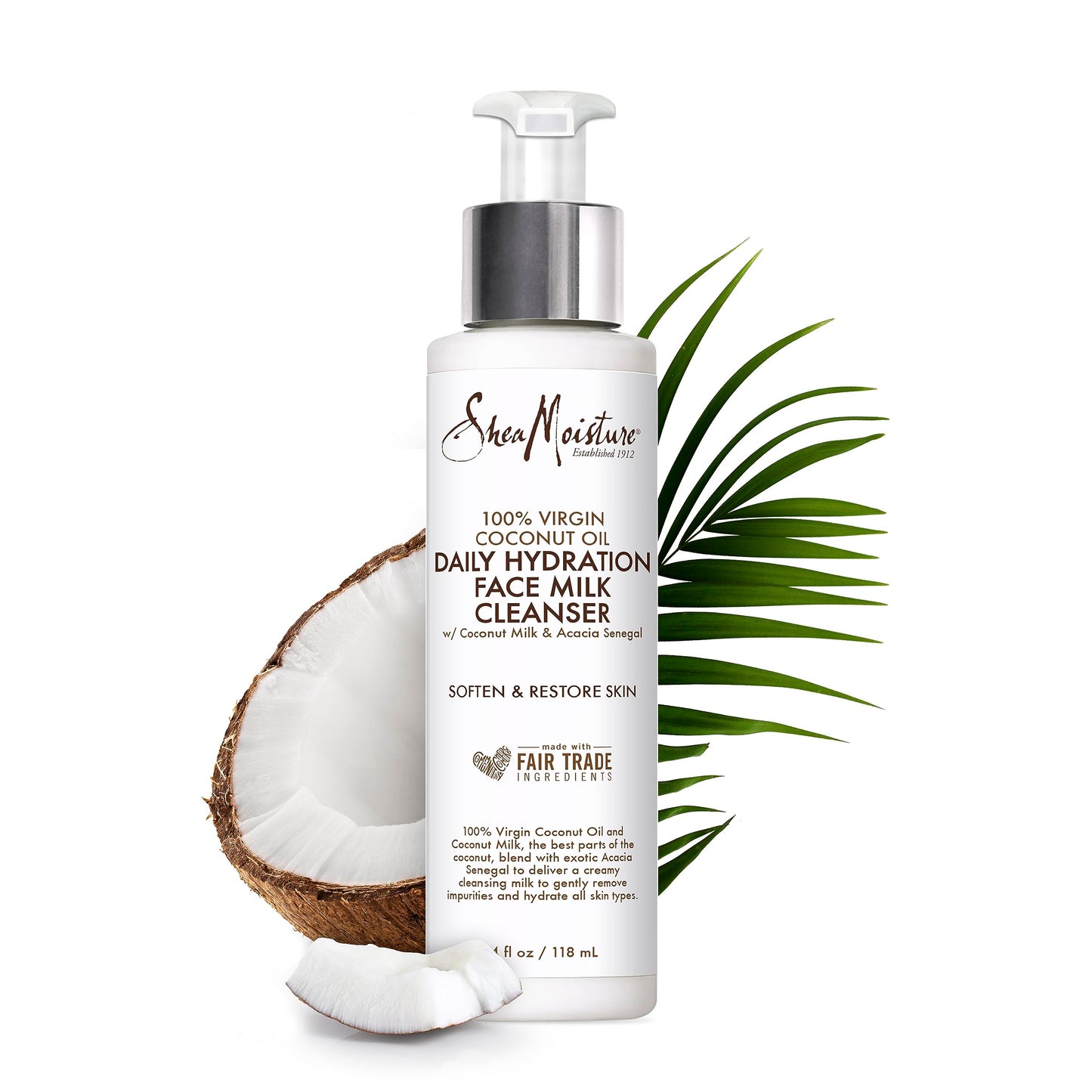 SHEA MOISTURE Shea Moisture 100 Percent Virgin Coconut Oil Daily Hydration Face Milk Cleanser, 4 oz