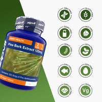 Zipvit Pine Bark Extract 125mg, High Strength Supplement, 95% Proanthocyanides, 60 Vegan Tablets, 2 Months Supply