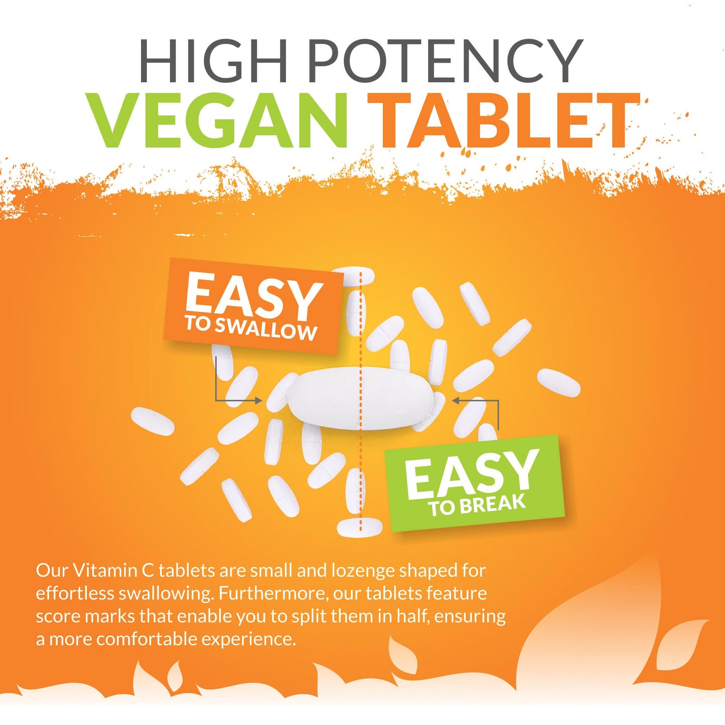 Vitamin C 1000mg - 180 Vegan Tablets - 6 Month Supply - High Strength Ascorbic Acid - Supports Immune System, Energy & Collagen Formation - Nu U Nutrition