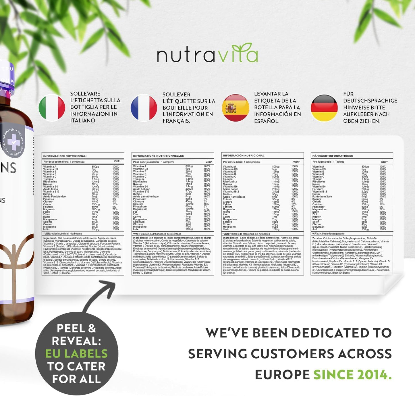Multivitamins & Minerals (2 Packs of 365) - 730 Vegan Multivitamin Tablets - 2 Year Supply - Multivitamin Tablets for Men & Women with 26 Essential Active Vitamins & Minerals - Made in UK by Nutravita