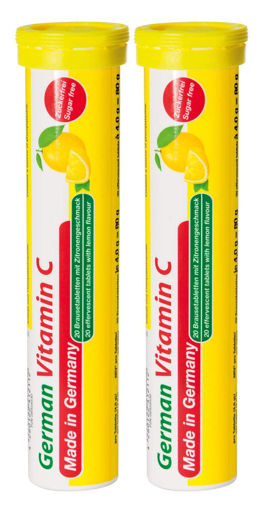 Vitamin C 180 mg - 2 x 20 effervescent Tablets - Lemon Flavor - T&D Pharma German Vitamin C - Made in Germany