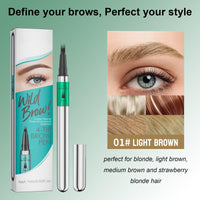 Shengqialun Microblading Eyebrow Pencil Light Brown, 4-Tip Wild Eye Brow Pencil, Precise Eyebrow Pen, Waterproof Long-Lasting Brow Pen, Natural Eyebrows For Women & Girls