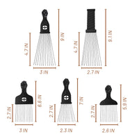5 Pack Afro Pick Afro Comb Metal Picks for Hair, Afro Pick Combs for African American Hair Styling Tool Hair Comb for Hair Styling Hair Picks for Curly Hair Fist Pick for Hair