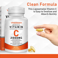 Liposomal Vitamin C Capsules 2000mg - High Strength Gluten Free & Ascorbic Acid - Immune Support Antioxidant Supplement - Non-GMO