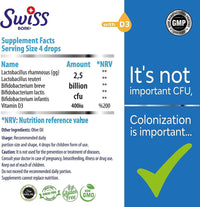 SWISS BORK Baby Probiotic Drops with Vitamin D3 — Kids Probiotics for Gut Health, Effective Digestive Support, and Colic Relief – 10ML & 45 Days’ Supply (Halal)