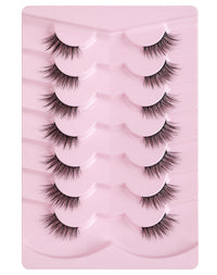 Onlyall Half Eyelashes Corner Lashes Natural Lashes Half Lashes Wispy End Lashes Corner Eyelashes 3/4 Lashes Clear Band Lashes 7 Pairs C19