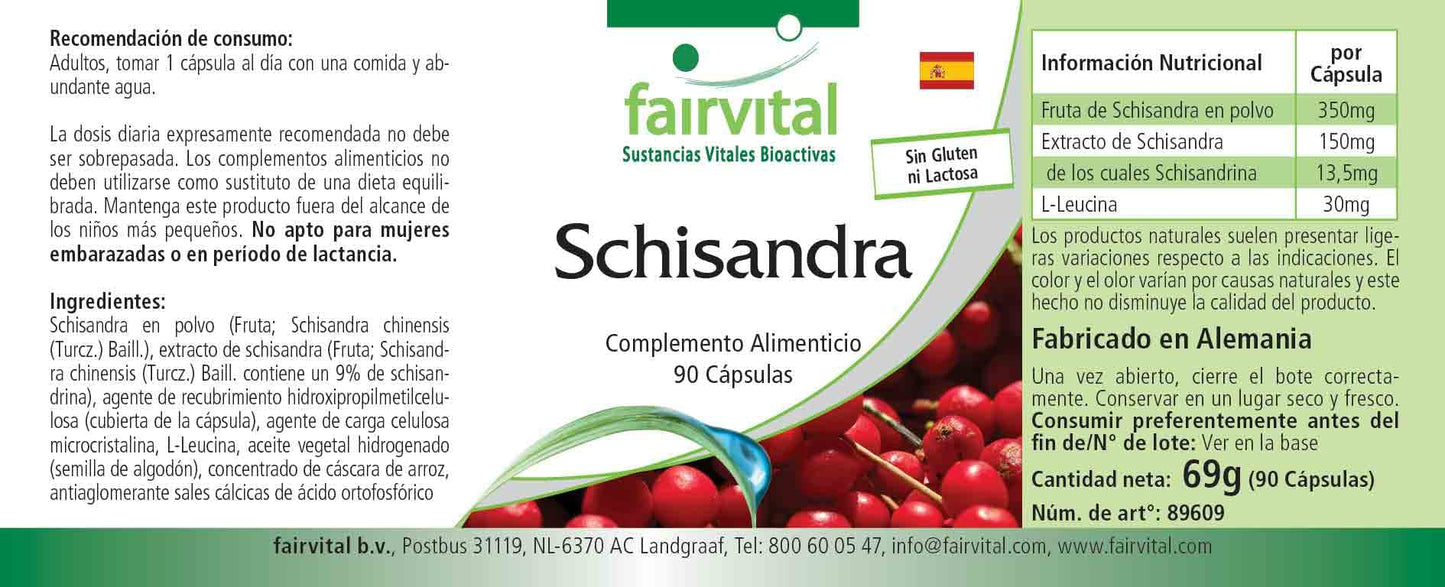 fairvital Fairvital | Schisandra - BULK PACK for 3 months - VEGAN - 90 capsules - Wu Wei Zi