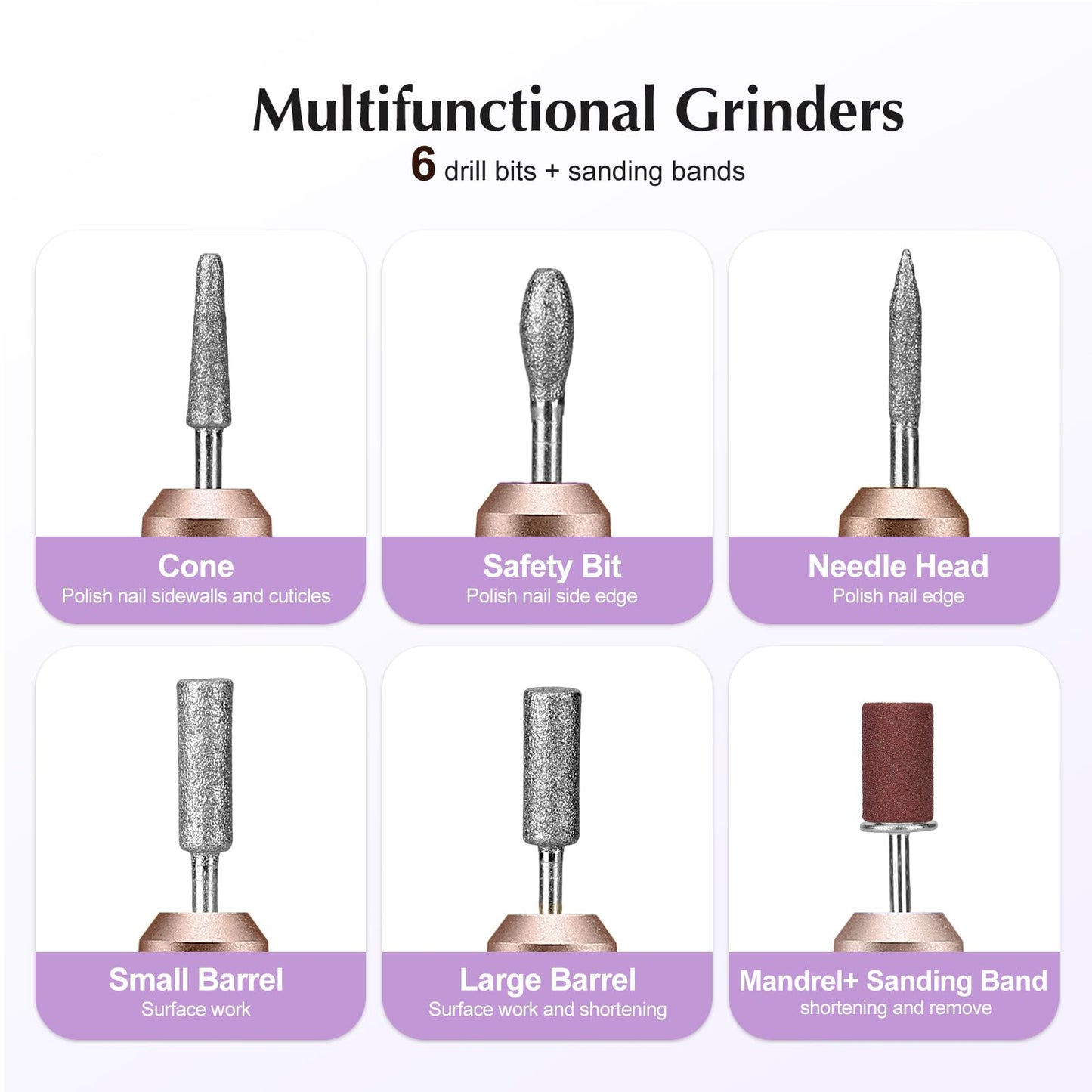 COSLUS Electric Nail Drill, Nail Files for Gel Acrylic Nature Nails, Adjustable Speed 0-20000RPM, Portable Manicure Pedicure Set with 6 Drill Bits 31 Sanding Bands, E File Gifts for Beginner Girl Women Mum