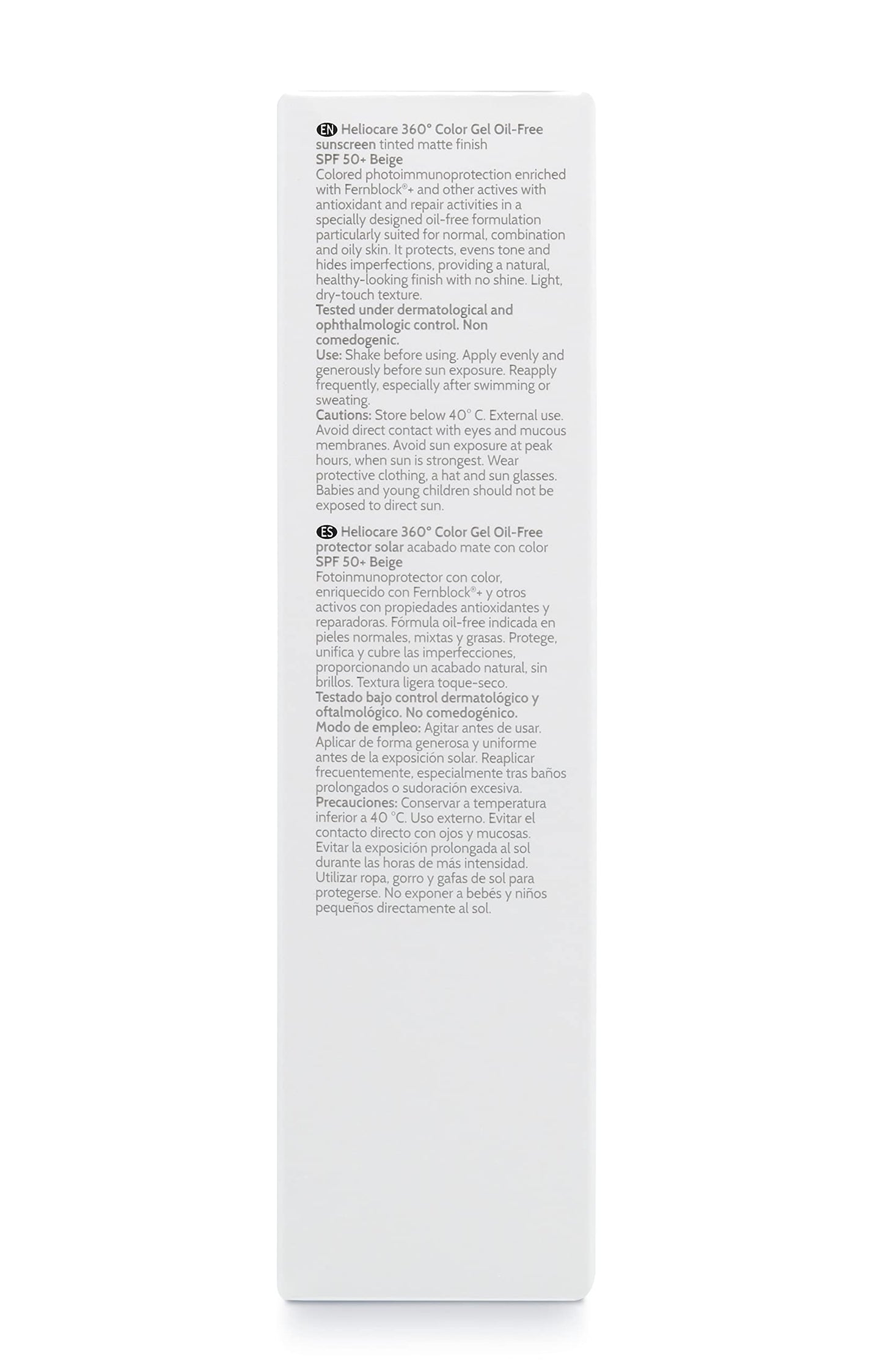 Heliocare 360 Color Gel Oil-Free Beige SPF 50 50ml / Gel Sunscreen For Face/Daily UVA UVB Visible Light Infrared-A Anti-Ageing Sun Protection/Matte Foundation Coverage