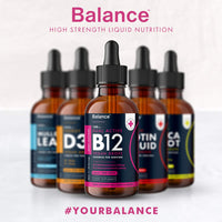 Balance Vitamin B12 Liquid Drops - High Strength 3000mcg - 60ml Dropper Bottle - Vegan Friendly - Sublingual and Dual Action for Fast Absorption - Gluten Free - Made in The UK