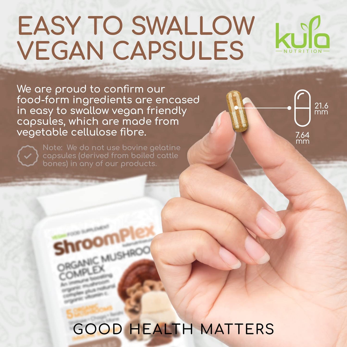 Kula Nutrition ShroomPlex Organic Mushroom Complex - Immune Boosting Mushroom Blend - 90 High Strength Vegan Capsules with Lions Mane, Shiitake, Chaga, Maitake and Reishi - Plus Organic Black Pepper & Vitamin C