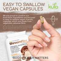 Kula Nutrition ShroomPlex Organic Mushroom Complex - Immune Boosting Mushroom Blend - 90 High Strength Vegan Capsules with Lions Mane, Shiitake, Chaga, Maitake and Reishi - Plus Organic Black Pepper & Vitamin C
