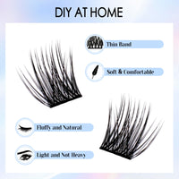PURELEOR Lash Clusters 60 PCS Cluster Lashes Individual Lashes Extensions 10-16mm DIY Eyeashes Extensions Volume Wispy Soft False Eyeashes