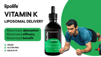 Liposomal Vitamin K2 (MK-7: Menaquinone 7, a Form of K2) LVK1 Vegan Friendly, Unflavoured and Unsweetened 60 Servings |Supports Cardiovascular and Bone Health, by Lipolife