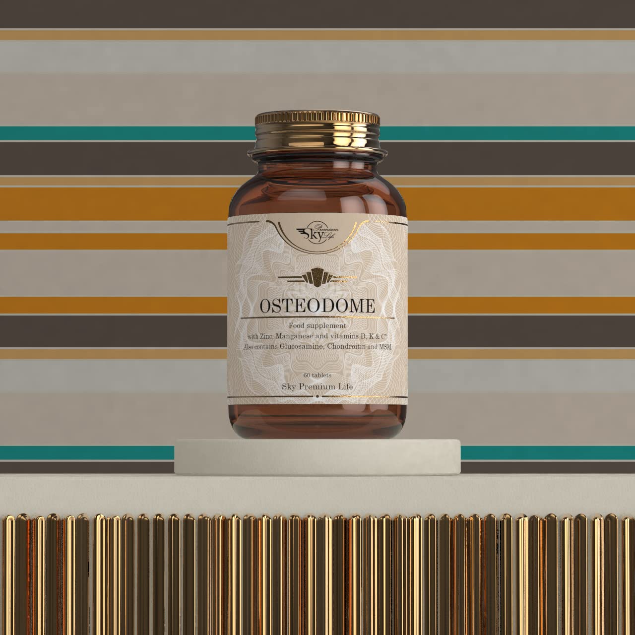 Sky Premium Life Osteodome Food Supplement – Multivitamin and Mineral Complex with Glucosamine and Chondroitin, MSM, Hyaluronic Acid, Green Tea – 60 Tablets