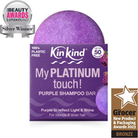 KinKind Purple Shampoo Bar - My PLATINUM Touch! Solid Shampoo Bar for Blonde, Silver & White Hair | Natural Shampoo Bar, Travel Shampoo Bars for Hair UK | Up to 50 Washes - Vegan
