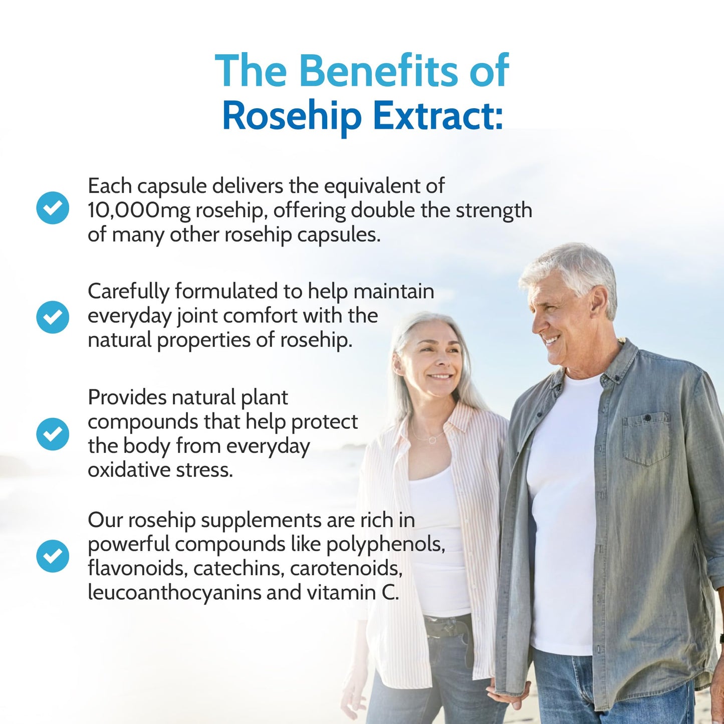 Health4All Rosehip 10,000mg per Capsule, 60 Capsules 2 Months Supply, High Strength Rosa Rugosa Hips Joint Support Supplement, Pure, Vegan, Naturally Sourced Extract (not Tablets) | Made in UK