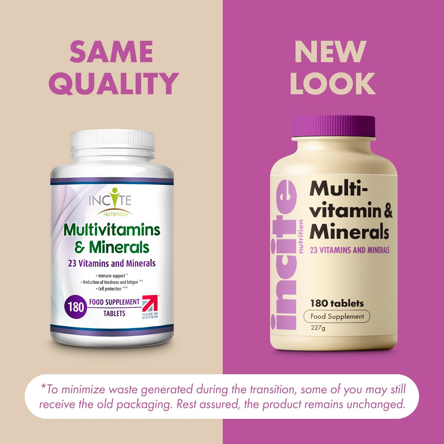 Incite Nutrition Multivitamin Tablets, 180 Vegan Tablets, 6 Month Supply, Daily Formula with 23 Vitamins & Minerals, Immune Support, Energy, Bone Health, Suitable for Vegetarians & Vegans