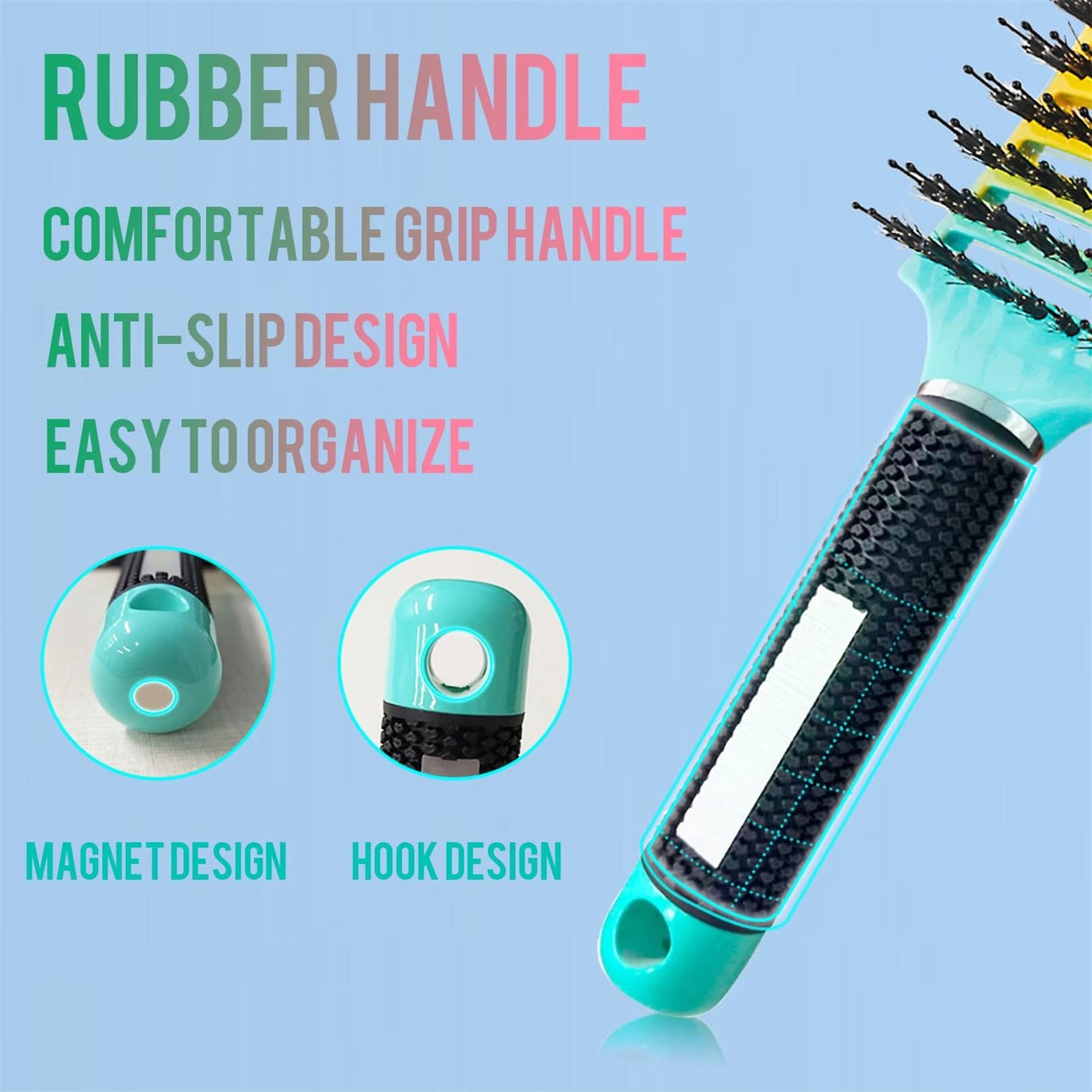 Cappuvini Pop Brush Magic Detangling Hair Brush, Detangle Hair Brush for Women and Kids, Boar Bristle Hair Brush, Paddle Hair Brush Detangler for Blow Drying, Wet Hair, Long, Thick, Curly (Light Pink)