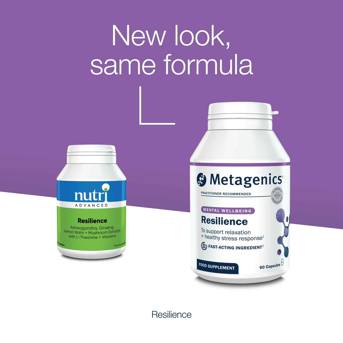 Metagenics - Resilience - Supports Fatigue - with Ashwagandha, Ginseng, Lemon Balm + Mushroom Extracts with L-theanine & Vitamins - 60 Capsules