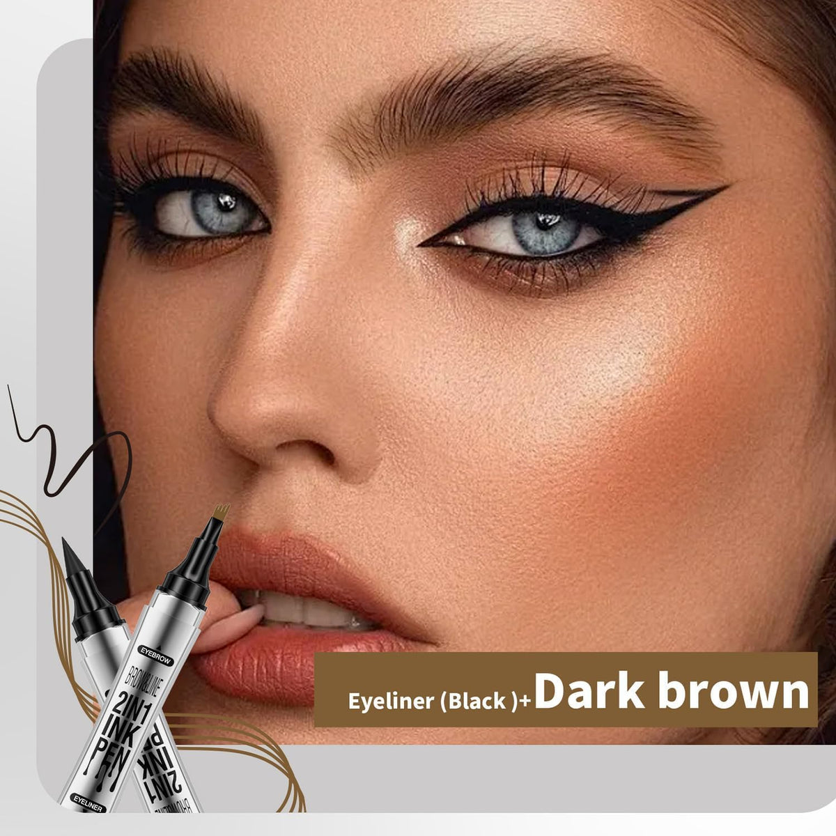 L0famy 2 In 1 Eyebrow Pencil, Double Headed Eyebrows Pen With 4-Fork-Tip & Precise Brush-Tip, Long-lasting & Waterproof Eyebrow Pencil And Eyeliner