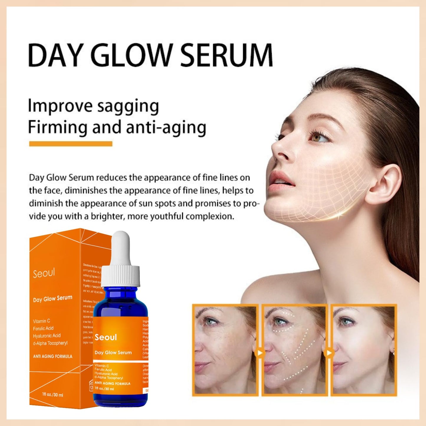IZBEAUVO Korean Skin Care 20% Vitamin C Serum with Hyaluronic Acid & CE Ferulic Acid – Anti-Aging Face Serum for Glowing Skin, Reduce Wrinkles & Dark Spots (60ML, Vitamin C)