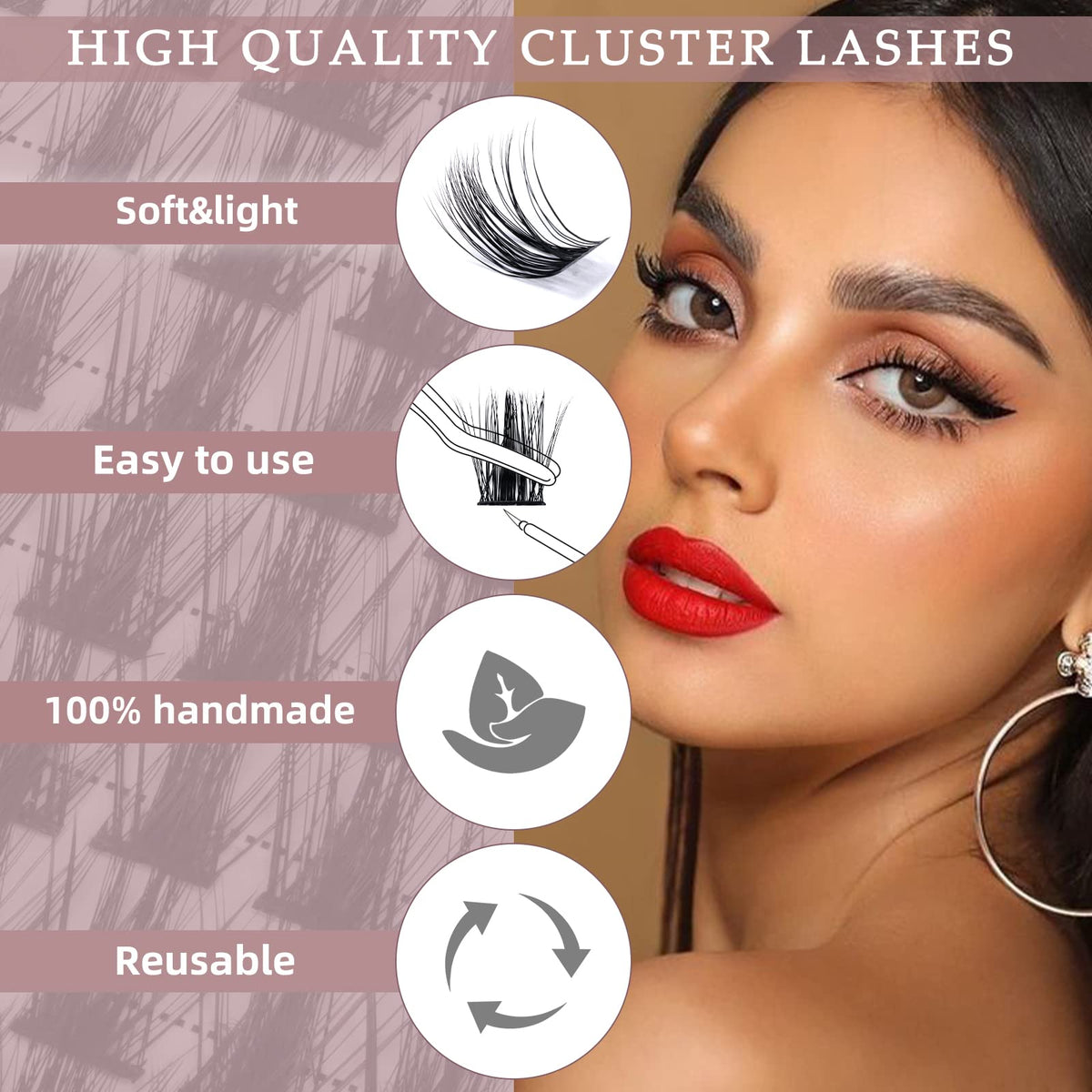 Cluster Lashes QUEWEL 72 Pcs Wide Stem Individual Lashes C/D Curl 8-16mm Length DIY Eyelash Extension False Eyelashes Soft for Personal Makeup Use at Home (natural03-C-10)