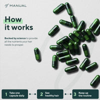 MANUAL Manual Hair Growth Vitamin Supplements (180 Capsules) - for Thicker & Healthier Hair - with Multiple Vitamins Including Biotin & Collagen - for Hair Loss & Thinning - Take 1 Daily - 6 Month Supply
