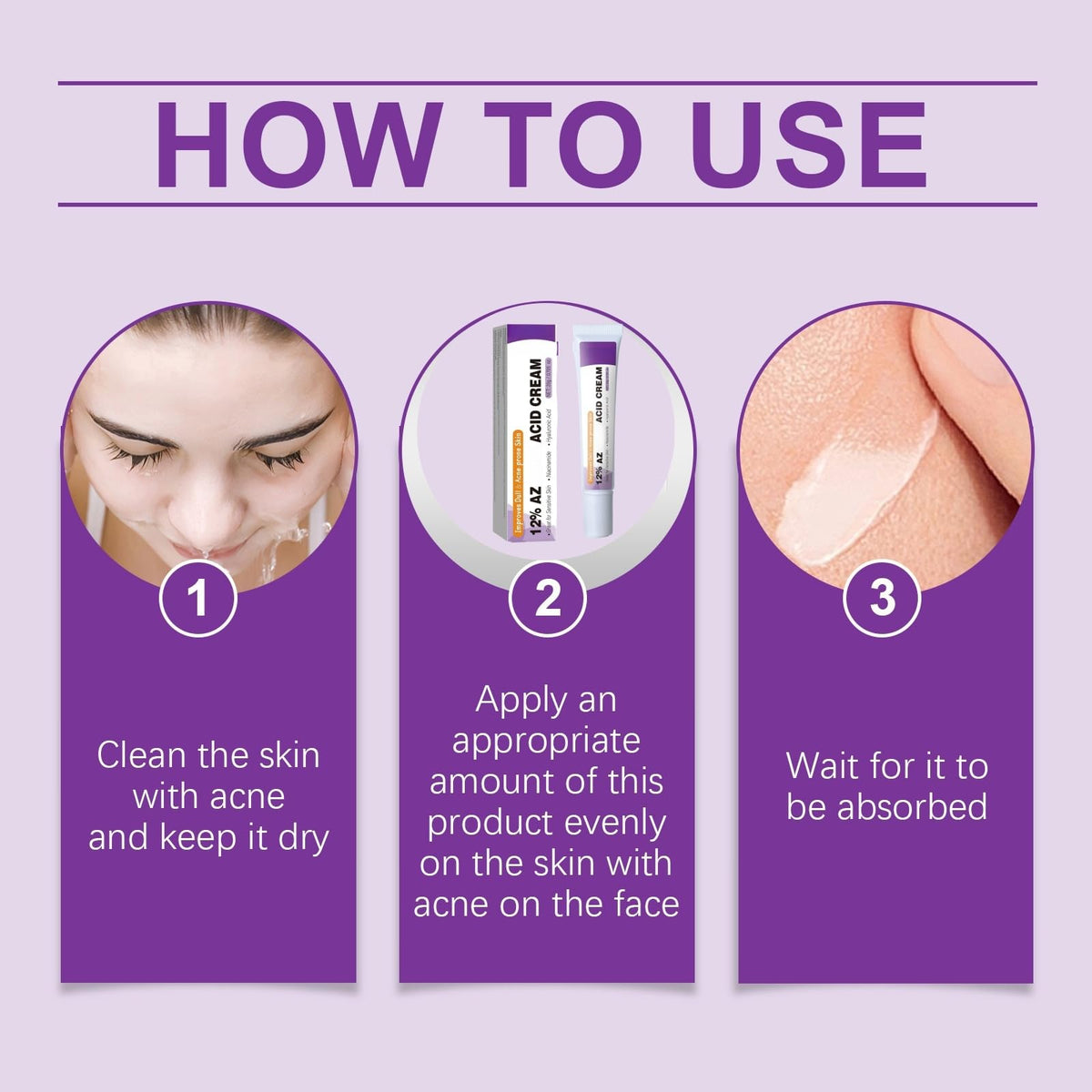 QinZiEn Acid Face Cream,Acid 12% Facial Serum Cream,Acne Treatment for Face,Skincare with Niacinamide & Vitamin C,Acne Scar Removal Cr/eam Night Serum for Face,Dark Spot Serum Crea/m,Acne Moisturiser,20g